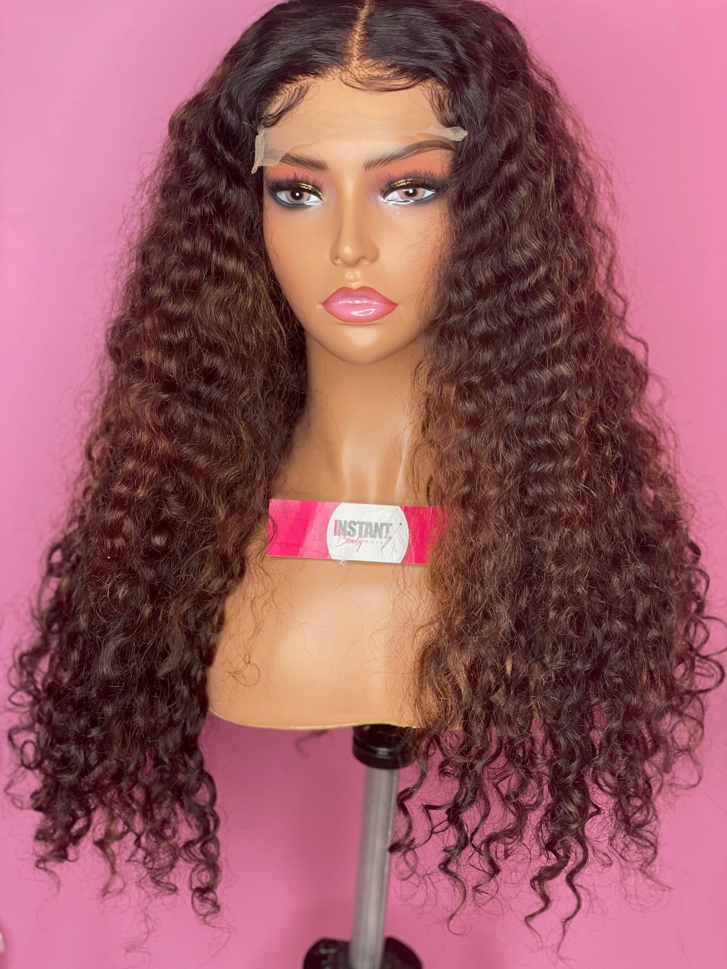 glue less lace closure deep wave virgin human hair wig