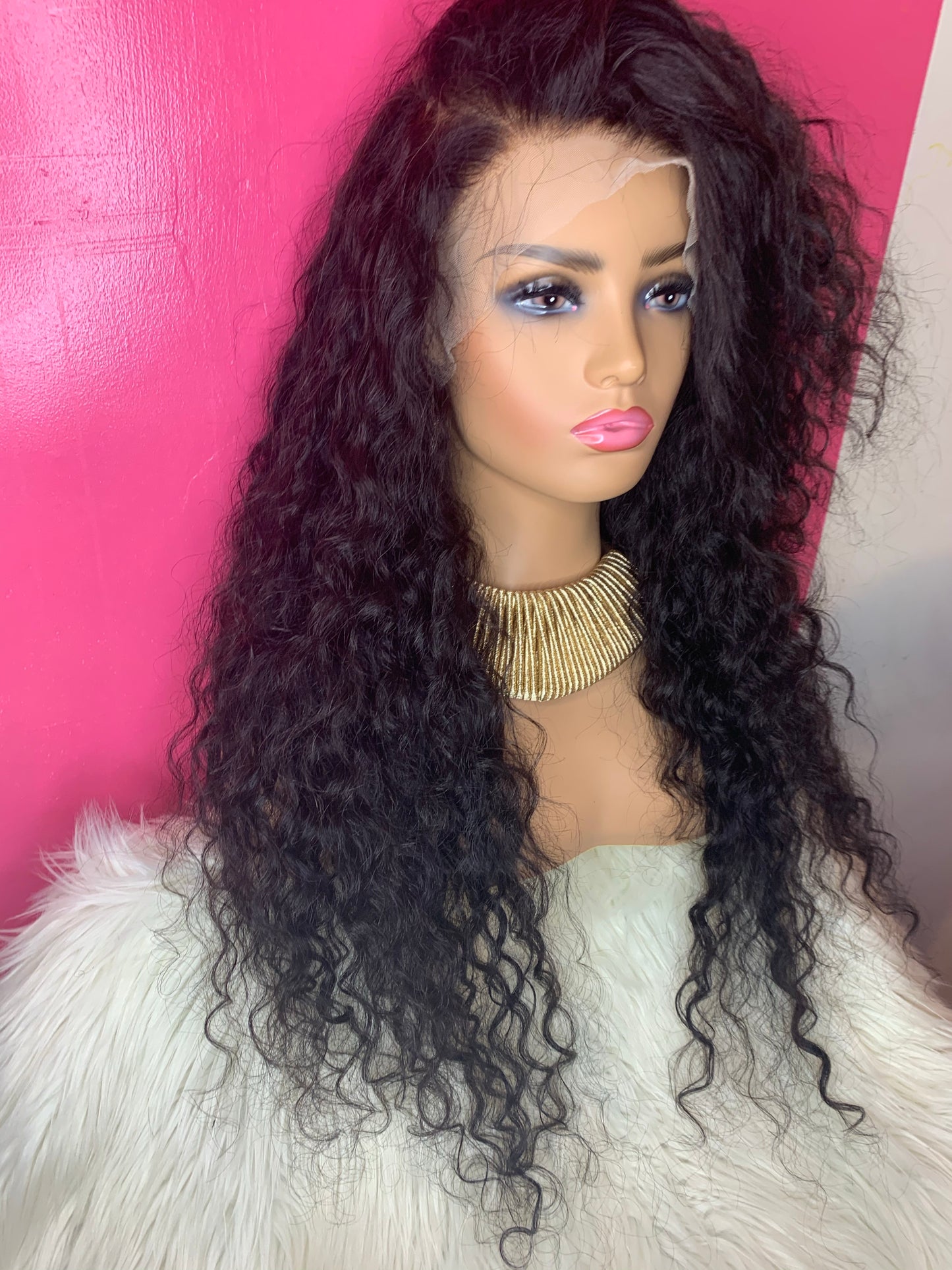 long black curly human hair wig