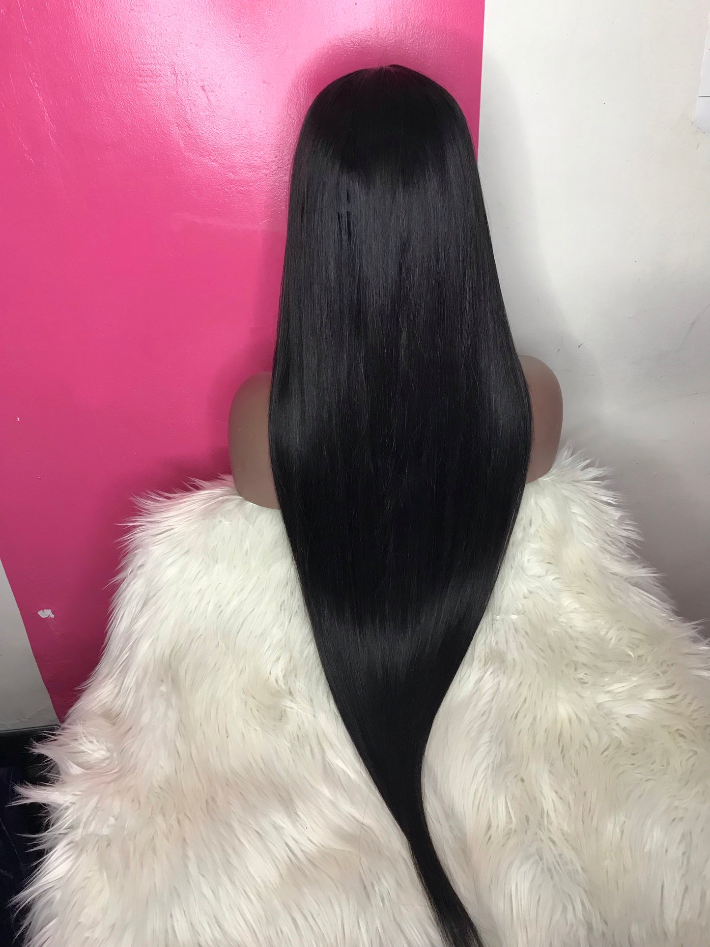 30" jet black human hair wig