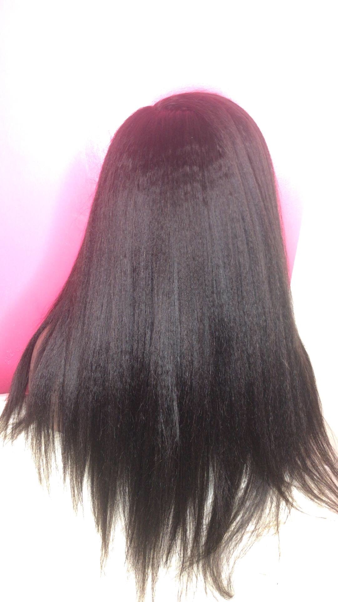 Kinky Straight wig flat ironed