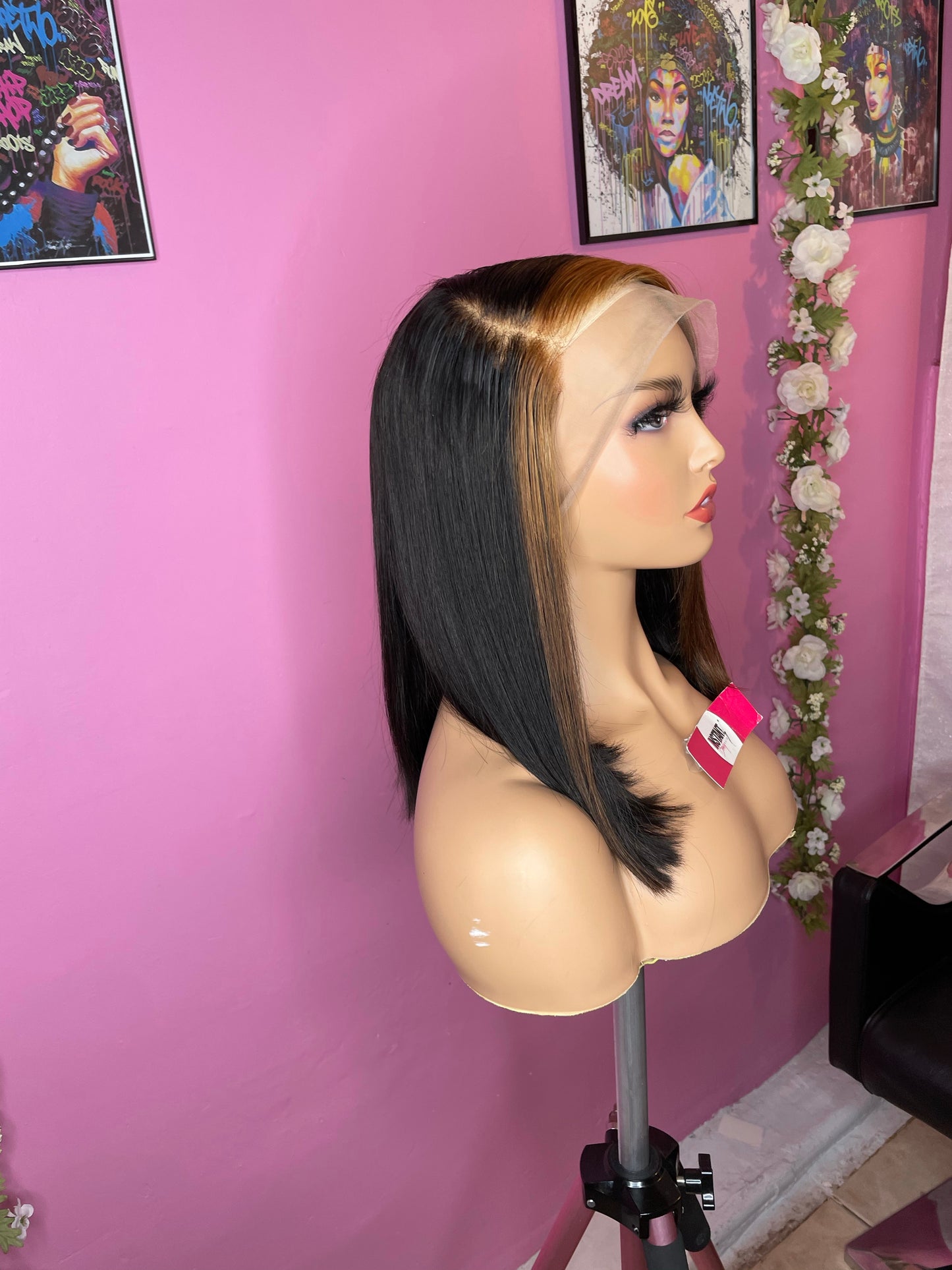 black and honey brown lace front wig