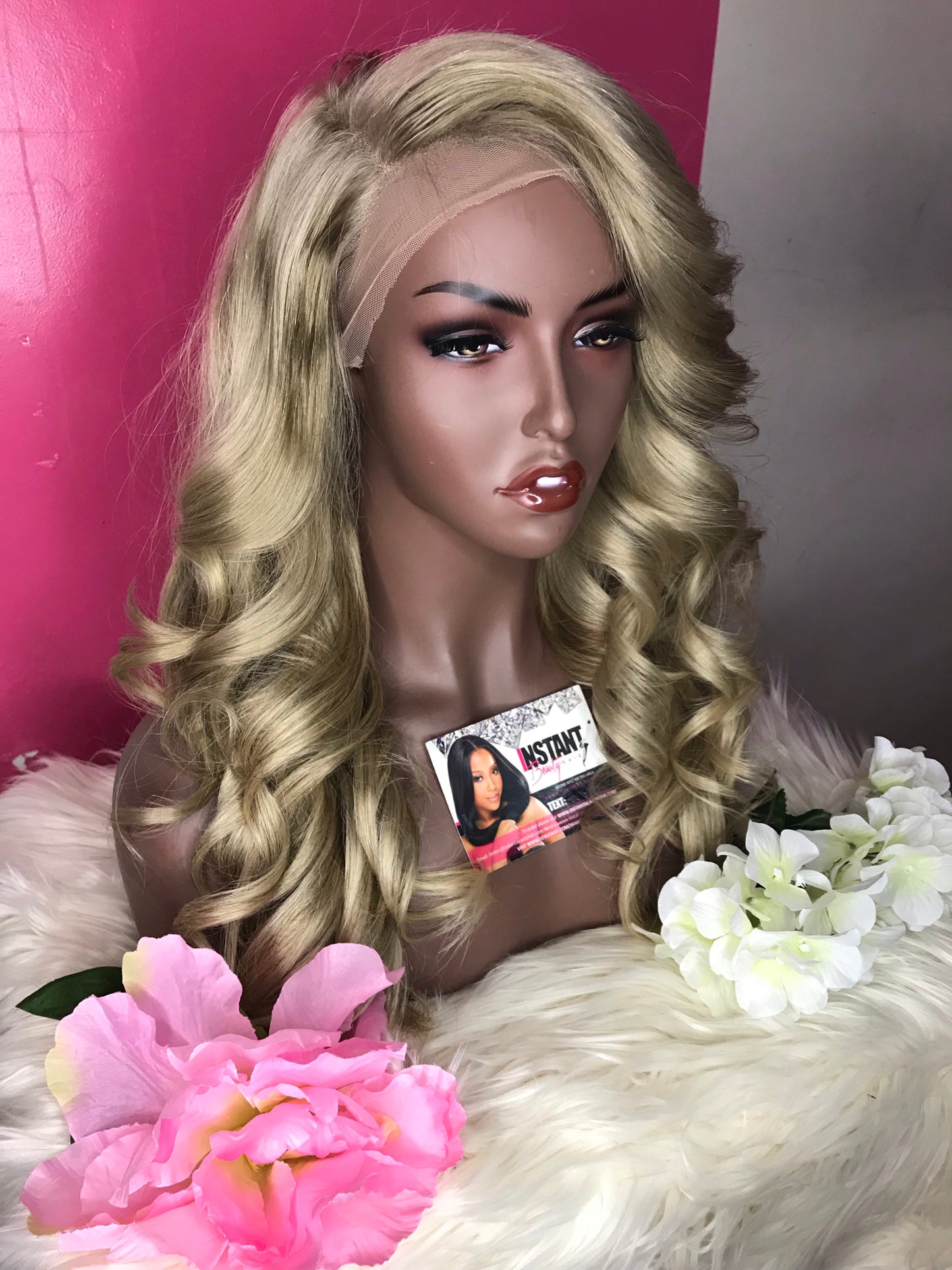 “Stacey” Unit: 18” Ash Blonde Lace Frontal Custom Wig - Instant Beauty Hair