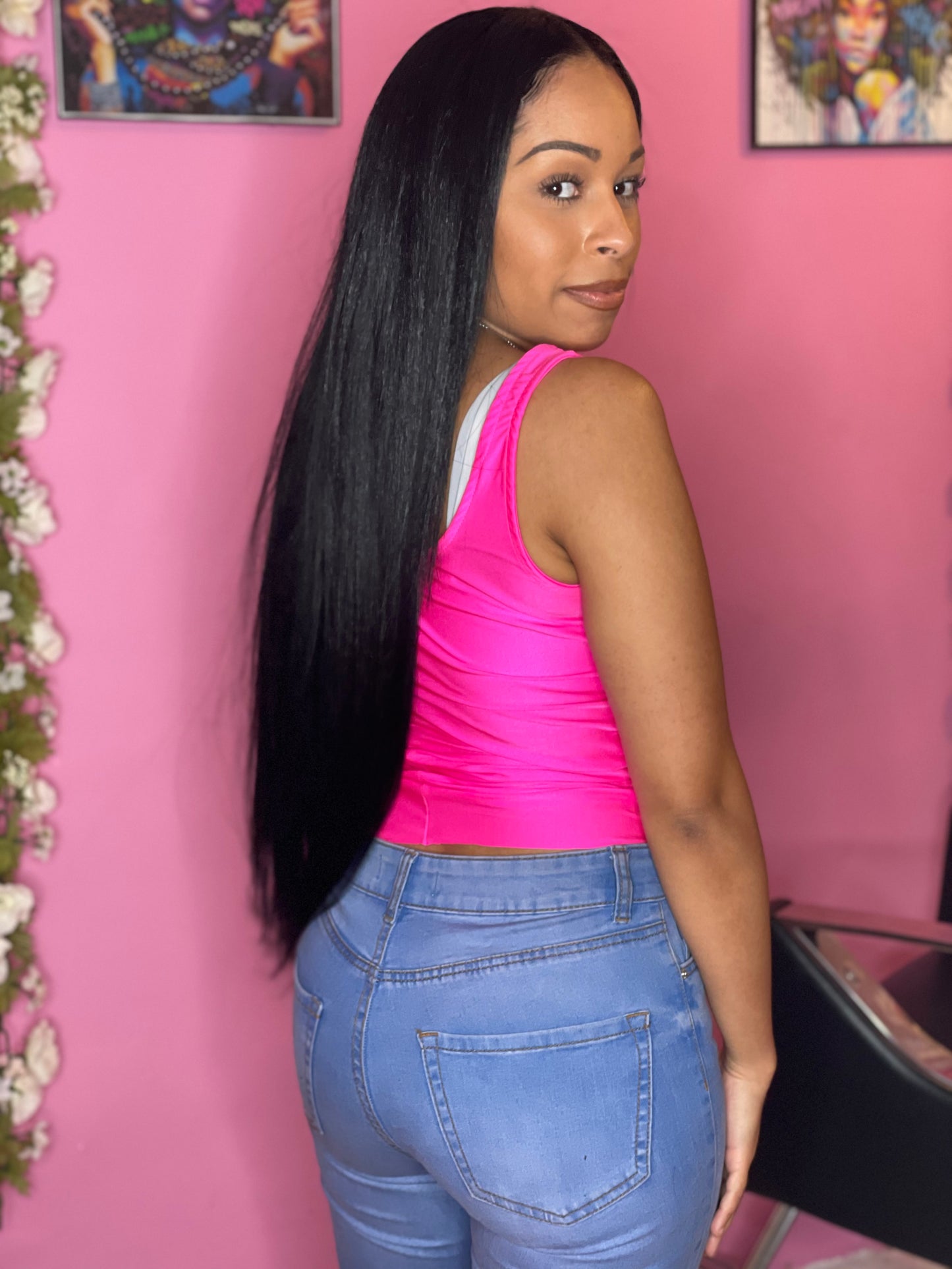 black long hair weave