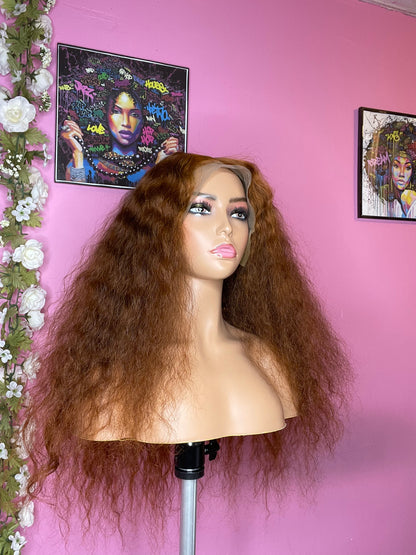 ginger lace front wig combed out curls