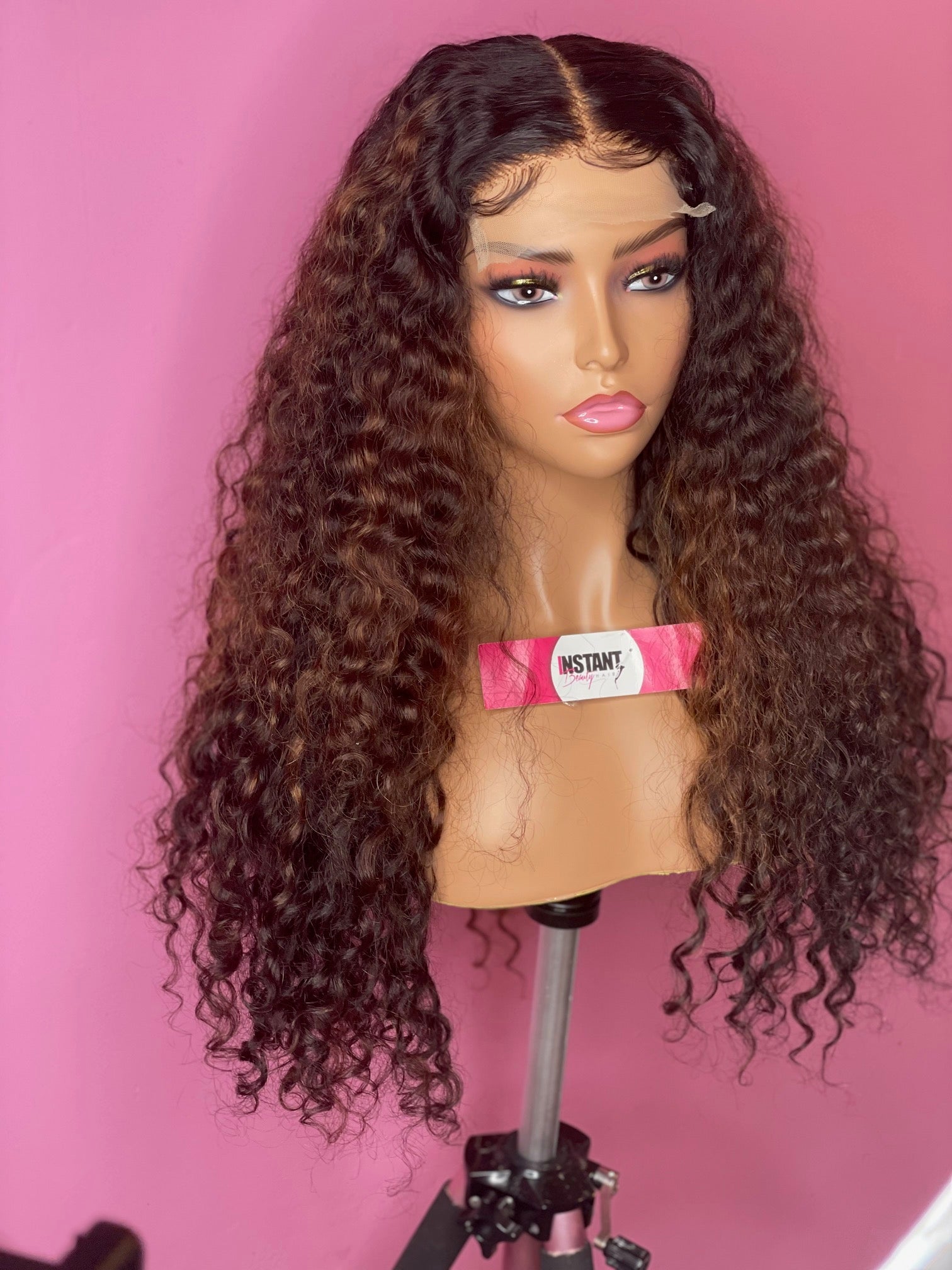 middle part curly human hair wig
