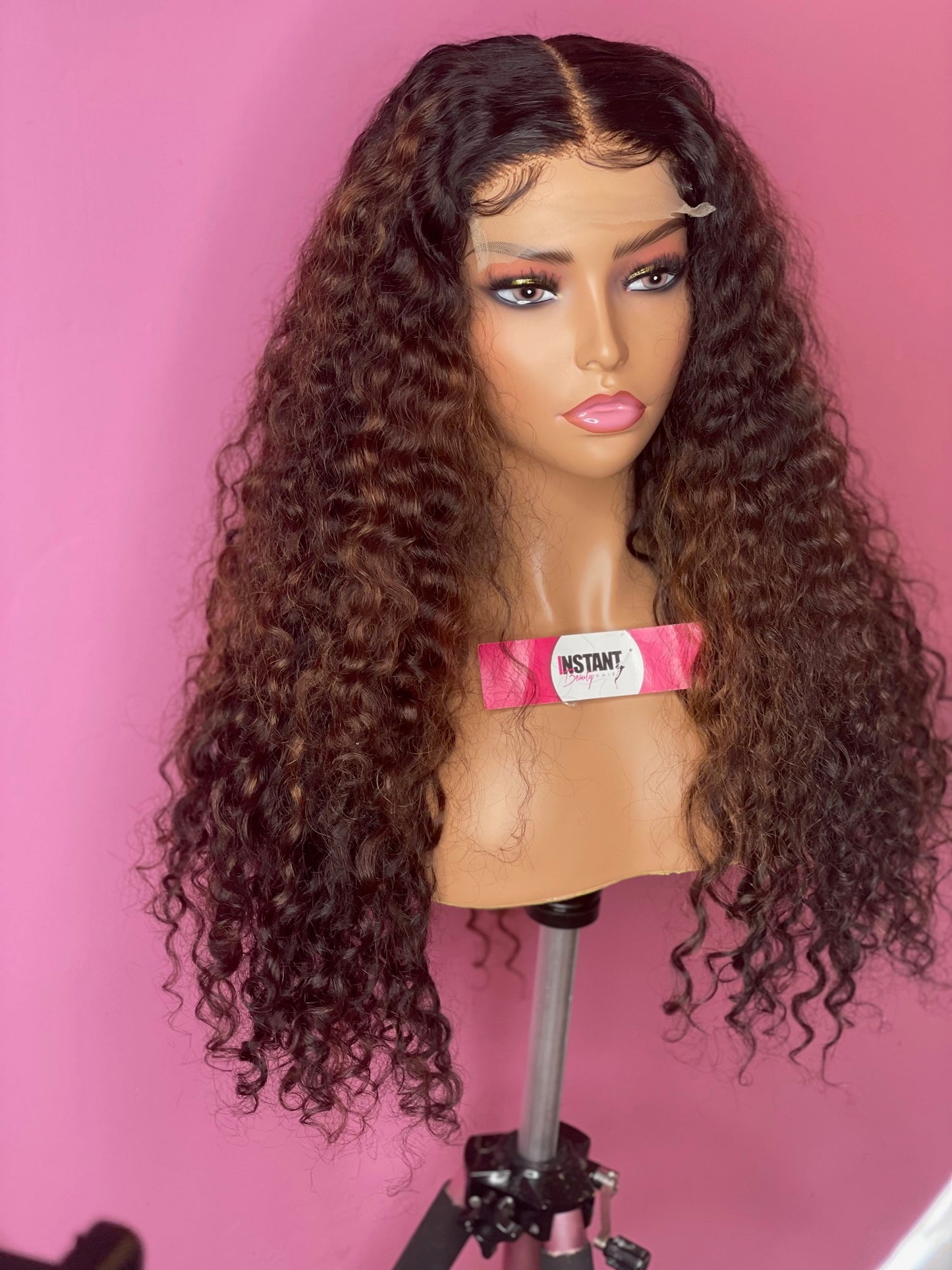 middle part closure curly hair wig