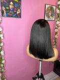back view of black wig