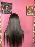 bone straight black wig