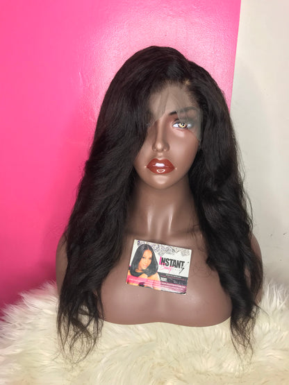 Kinky Straight full lace wig with side part