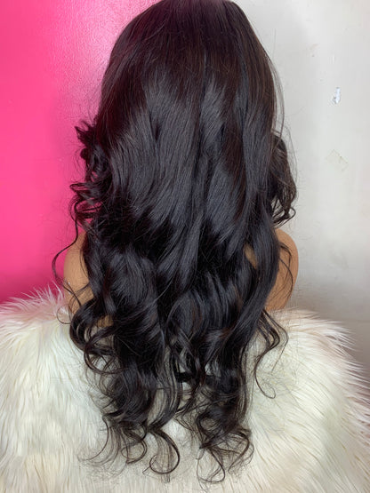 long black hair with curls