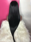 30 inch straight jet black human hair wig