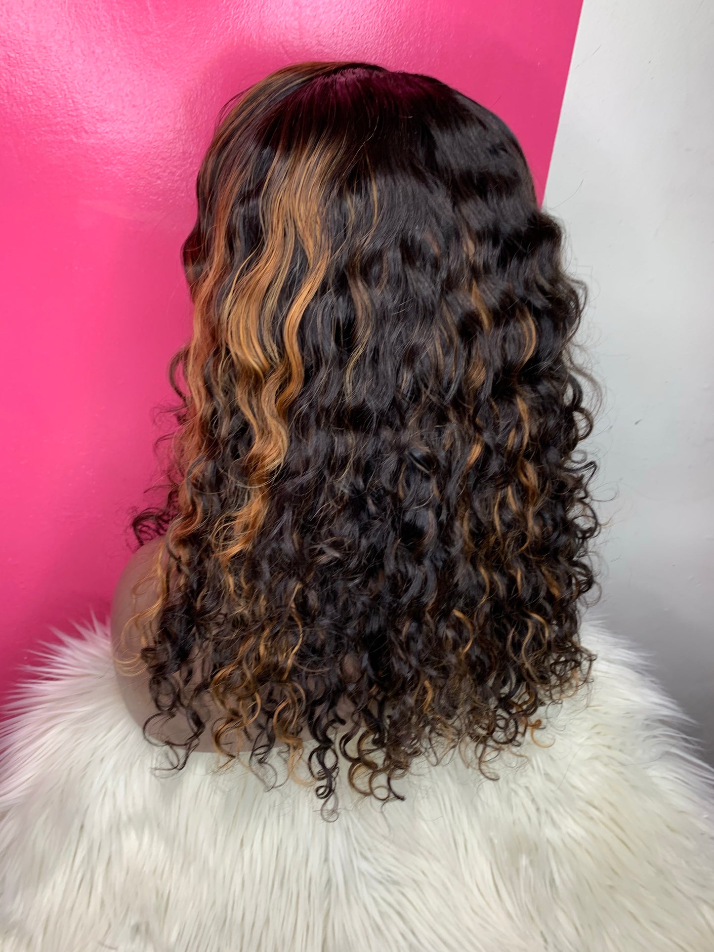water wave lace frontal wig with high lights