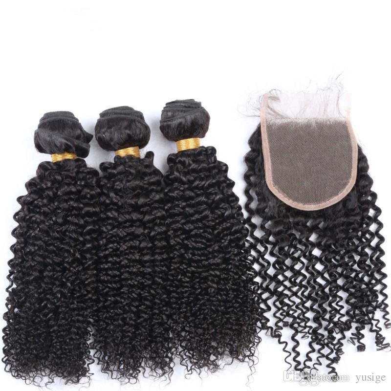 kinky curly bundles with transparent lace closure